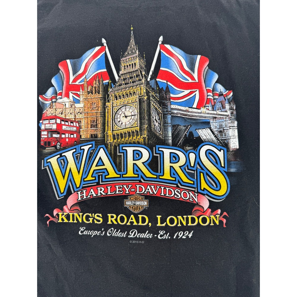 Harley-Davidson T-Shirt Mens Large Black London Warr's King's Road Graphic Tee‎ - Picture 2 of 12